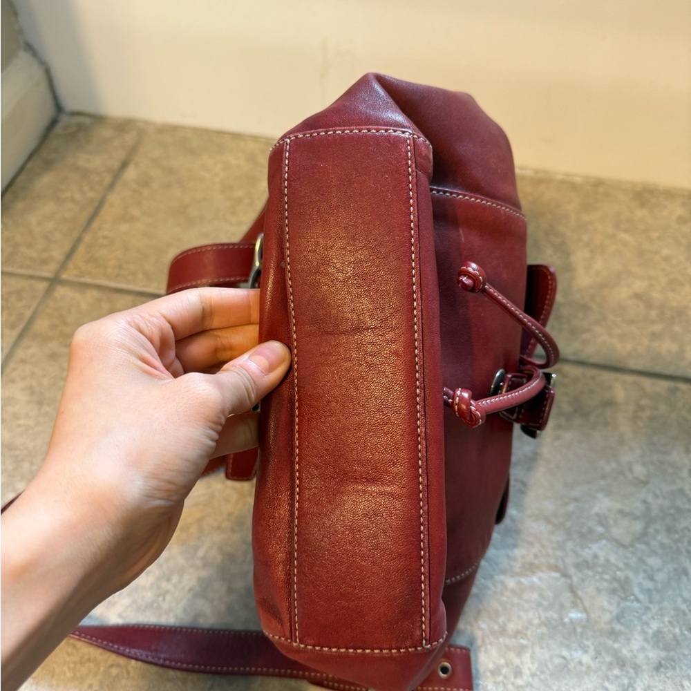 COACH LEGACY DRAWSTRING RED LEATHER BACKPACK 9569 - Picture 4 of 9